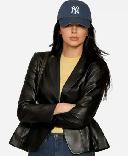 Kendall Jenner LA 2026 Black Leather Blazer