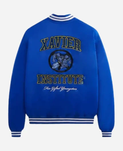 Kith For Marvel X-Men Beast Blue Satin Bomber Jacket