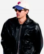 Knicks Basketball Game NYC 2026 Tom Blyth Black Leather Jacket