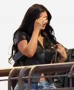 Kylie Jenner 2026 Sushi Park Black Short Sleeve Leather Top Jacket For Sale