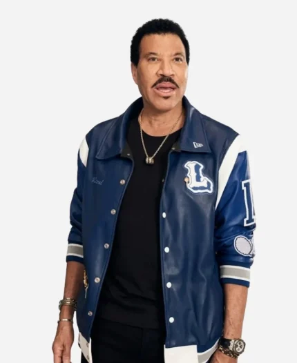 Lionel Richie American Idol 2026 Blue Leather Varsity Jacket