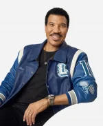 Lionel Richie American Idol S24 Blue Leather Varsity Jacket 