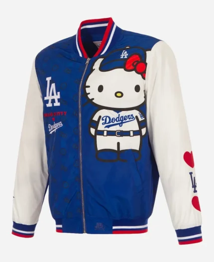 Los Angeles Dodgers 2026 Hello Kitty Royal Blue Bomber Varsity Jacket