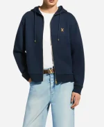 Louise Vuitton Signature Zipper Hoodie - navy Blue