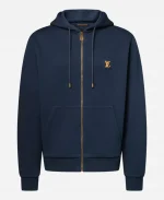 Louise Vuitton Signature Zipper Navy Blue Hoodie