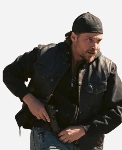 Luke Grimes TV Series Marshals 2026 Kayce Dutton Black Leather Vest