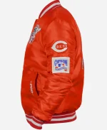 MBL Cincinnati Reds Retro Classic Rib Satin Bomber Jacket In Orange