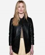 MFW 2026 Sarah Pidgeon Black Leather Jacket
