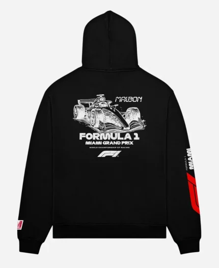 Malbon x Formula 1 Miami Grand Prix 2026 Black Fesque Pit Sketch Hoodie