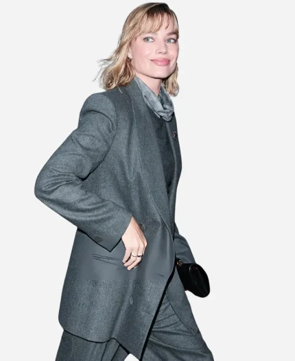 Margot Robbie RH Celebration Giorgio Armani FW26 Oversized Grey Wool Blazer