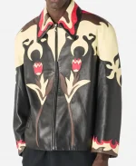 Marine Serre SS26 NYC Simone Ashley Floral Leather Jacket