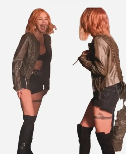 Marshals Arielle Kebbel Lace Up Leather Jacket
