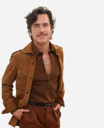 Matt Bomer Outcome 2026 Brown Suede Leather Jacket
