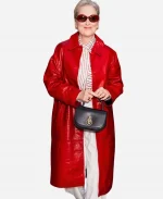 Meryl Streep 2026 NYC Red Leather Coat