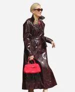 Meryl Streep 2026 The Devil Wears Prada 2 Press Tour Burgundy Trench Coat