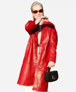 Meryl Streep Red Leather Coat