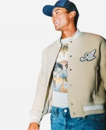  Michael 2026 IMAX Opening Night Event Jaafar Jackson Beige Varsity Jacket