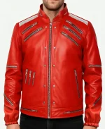 Michael 2026 Jaafar Jackson Beat It Red Leather Jacket