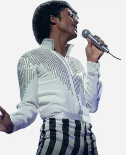 Michael 2026 Jaafar Jackson White Embroidered Jacket