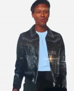 Michael 2026 Proto Hologram Jaafar Jackson Black Crystal-Embellished Leather Jacket