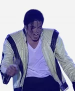 Michael Jackson Thriller White Leather Jacket