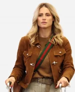 Michelle Hunziker 2026 Suede Leather Jacket