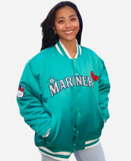 Michelle Villafuerte Seattle Mariners Hello Kitty Bomber Jacket