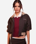 Miu Miu FW26 Show Nina Dobrev Cropped Suede Jacket