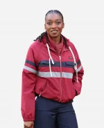 Miu Miu Paris Fashion Show FW26 Little Simz Red Windbreaker Track Jacket