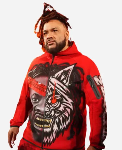 Monday Night RAW 2026 Jacob Fatu Red Hoodie