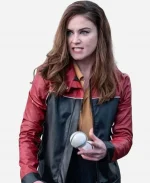 Ms De Brún Tv Series Derry Girls S02 Judith Roddy Red and Black Leather Jacket