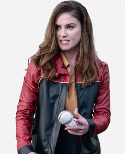 Ms De Brún Tv Series Derry Girls S02 Judith Roddy Red and Black Leather Jacket