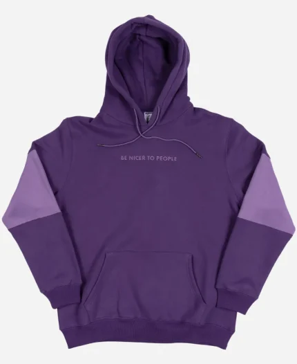 Mythical Be Nicer To People Colorblock Purple Pullover Hoodie 