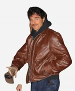 NYC 2026 Jacob Elordi Brown Leather Jacket