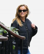NYC 2026 Reese Witherspoon Black Bomber Jacket