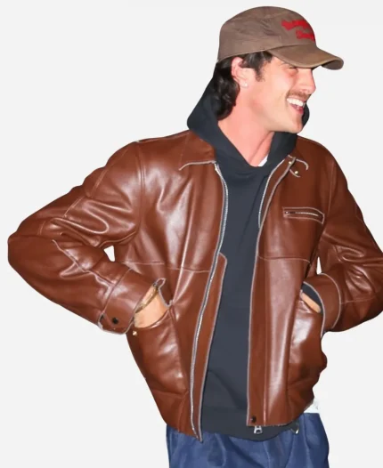 NYC Jacob Elordi Brown Leather Jacket