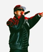 Neon Carnival Coachella Tyga Black Leather Jacket