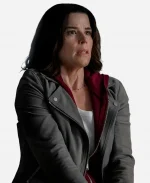 Neve Campbell Scream 7 2026 Sidney Prescott Grey Suede Leather Biker Jacket