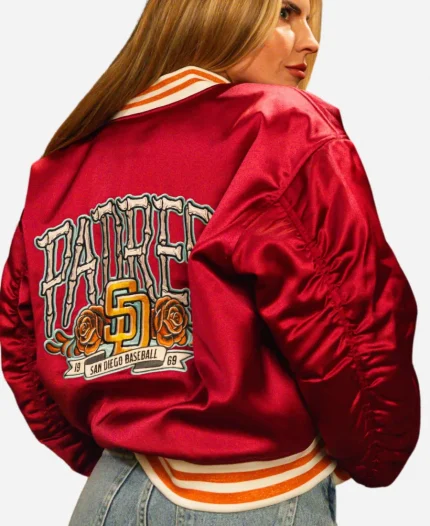 New Era San Diego Padres 2026 City Connect Red Satin Varsity Jacket