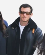 New York City 2026 Callum Turner Black Shearling Leather Jacket