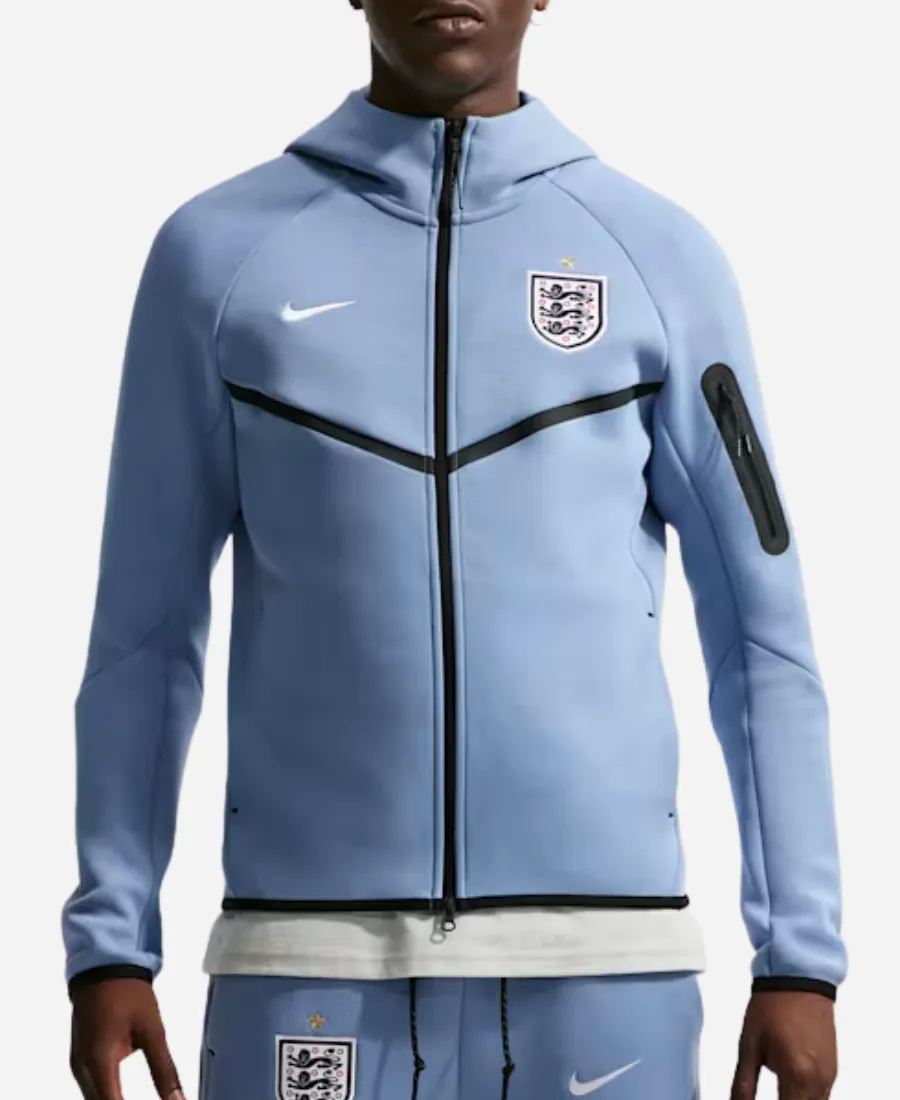 Nike England Soccer Hoodie Full-Zip Tech Fleece Windrunner Jacket Nike England Soccer Hoodie Full-Zip Tech Fleece Windrunner Jacket