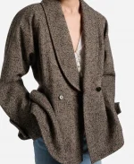 Olivia Munn New York City 2026 Peplum Blazer - Grey