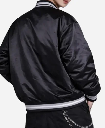 Patta x Nike Hyper Crimson Anniversary Edition Black Satin Bomber Jacket
