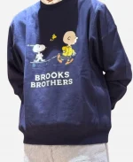 Peanuts x Brooks Brothers Snoopy Navy Blue Sweatshirt For Sale