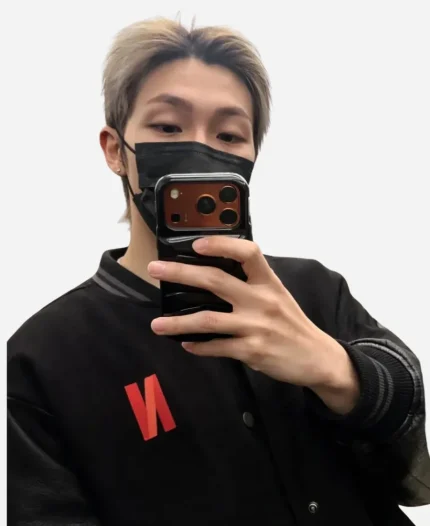 RM Areum Instagram Story D-29 Netflix Black Varsity Jacket