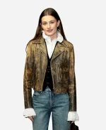 Ralph Lauren New York Fashion Week 2026 Diana Silvers Brown Leather Jacket