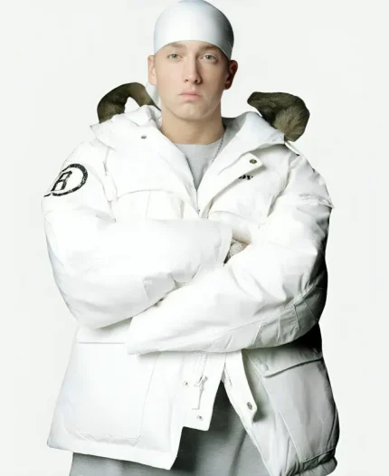 Rapper Eminem Slim Shady White Parka Hooded Jacket