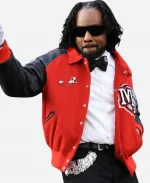 Rapper Wale Michael 2026 Premiere Michael Jackson MM Red & Black Varsity Jacket