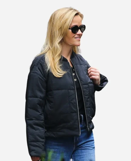 Reese Witherspoon New York City 2026 Street Style Black Bomber Jacket