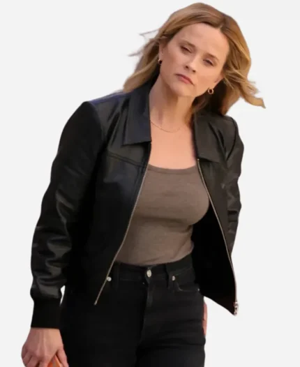 Reese Witherspoon The Morning Show 2026 Black Leather Jacket